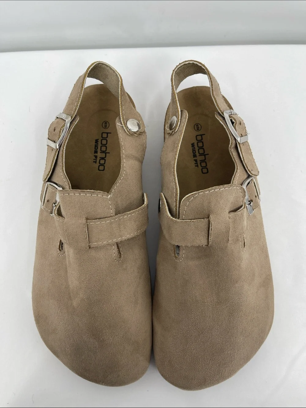 Boohoo Taupe Suede Men’s Slip-On Clog Loafers UNISEX 39 NWOT